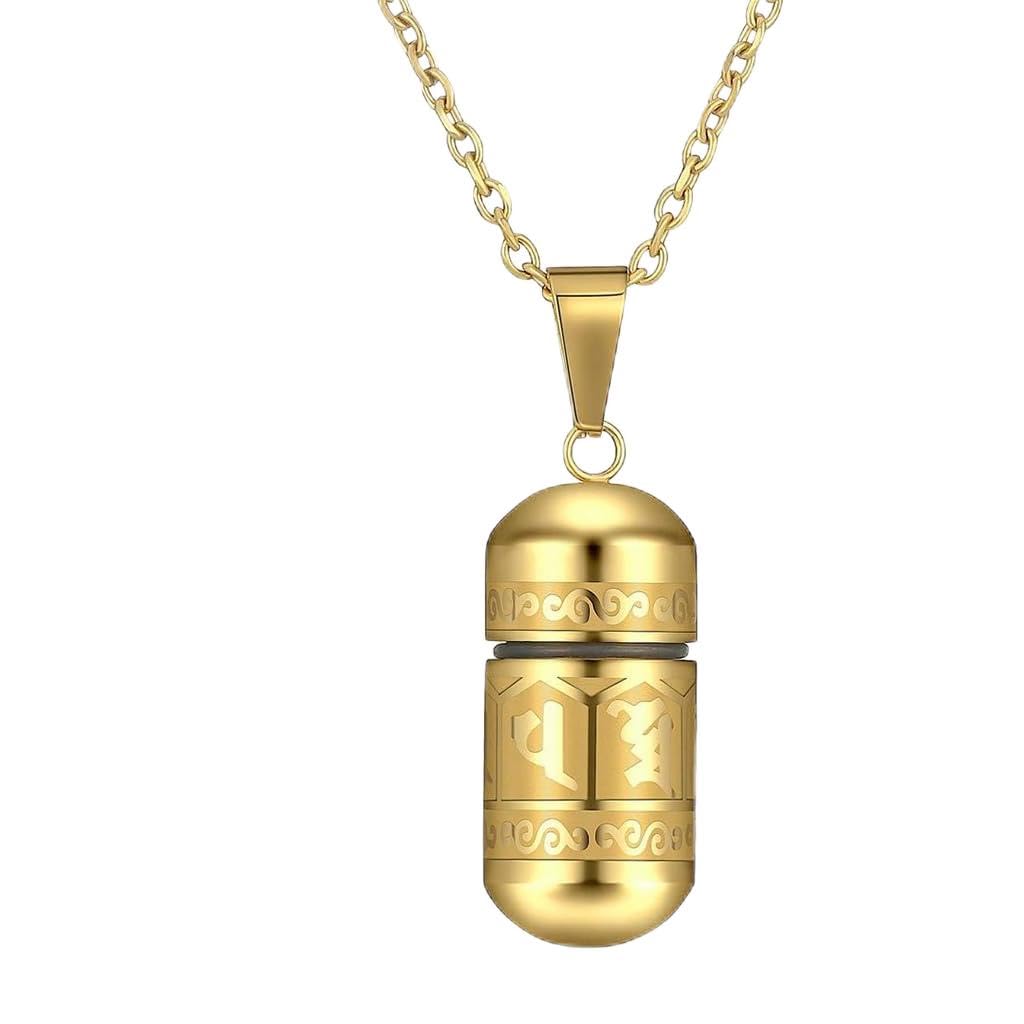 SANNIDHI Pill Case Capsule Necklace for Men Gold Titanium Steel Ash Pendant Necklace for Women Engraved Openable Empty Medicine Necklace Gift SANNIDHI Pill Case Capsule Necklace for Men Gold Titanium Steel Ash Pendant Necklace for Women Engraved Openable Empty Medicine Necklace Gift